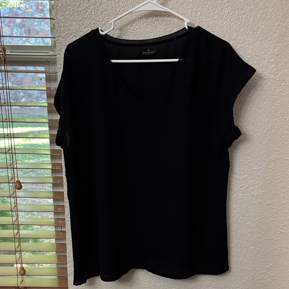 Worthington Classic Black V-Neck Blouse